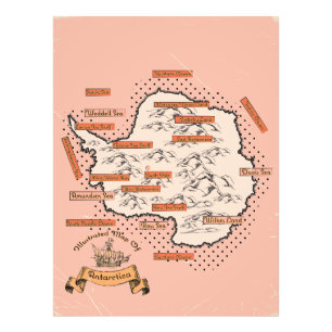 Illustrierte Reisekarte Antarktis Fotodruck