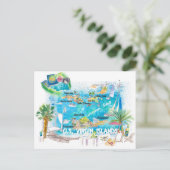 ILLUSTRIERTE Reisekarte der US-Jungfrauen Postkarte (Stehend Vorderseite)