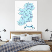 Illustrierte Reisekarte Irlands Leinwanddruck (Insitu (Schlafzimmer))