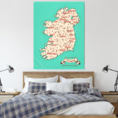 Illustrierte Reisekarte Irlands Leinwanddruck (Insitu (Schlafzimmer))