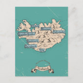 Illustrierte Reisekarte Island Ankündigungspostkarte (Vorderseite)