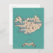 Illustrierte Reisekarte Island Einladungspostkarte (Vorne/Hinten)