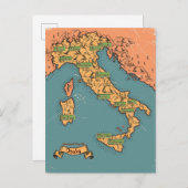 Illustrierte Reisekarte Italiens Ankündigungspostkarte (Vorne/Hinten)
