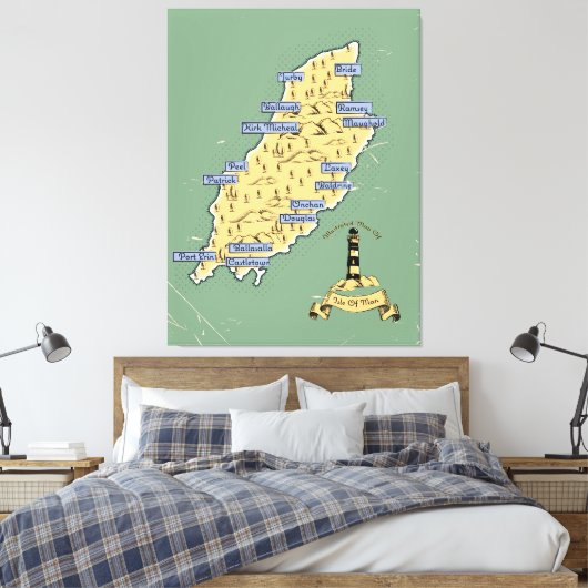 Illustrierte Reisekarte Leinwanddruck (Insitu (Schlafzimmer))