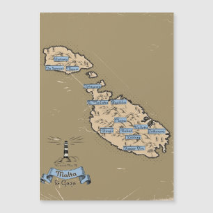 Illustrierte Reisekarte Malta Magnetkarte