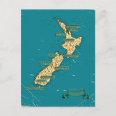 Illustrierte Reisekarte Neuseelands Einladungspostkarte (Vorderseite)