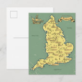Illustrierte Reisekarte von England Ankündigungspostkarte (Vorne/Hinten)