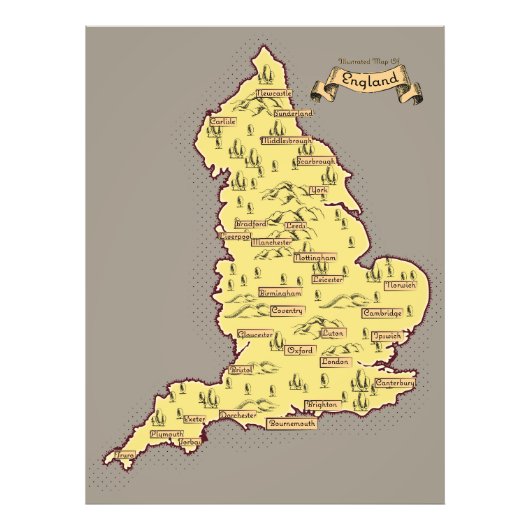 Illustrierte Reisekarte von England Fotodruck (Vorne)
