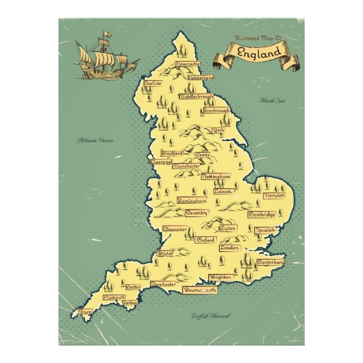 Illustrierte Reisekarte von England Fotodruck (Vorne)