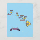 Illustrierte Reisekarte von Hawaii Ankündigungspostkarte (Vorderseite)