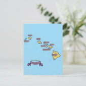 Illustrierte Reisekarte von Hawaii Ankündigungspostkarte (Stehend Vorderseite)