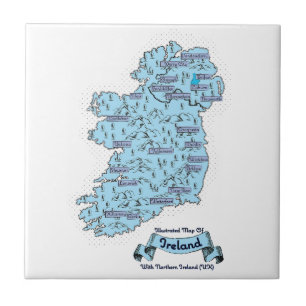 Illustrierte Reisekarte von Irland Fliese