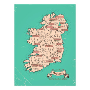 Illustrierte Reisekarte von Irland Fotodruck