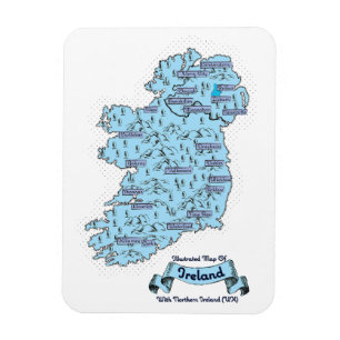 Illustrierte Reisekarte von Irland Magnet