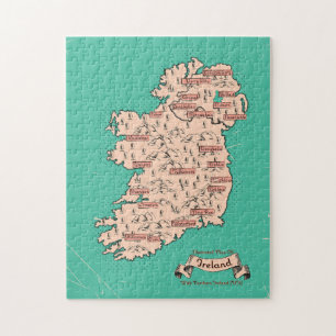 Illustrierte Reisekarte von Irland Puzzle