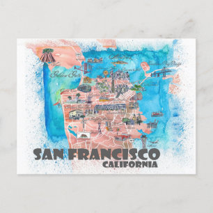 Illustrierte Reisekarte von San Francisco Postkarte