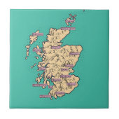 Illustrierte Reisekarte von Schottland (Aquamarine Fliese (Vorderseite)