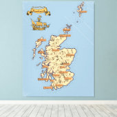 Illustrierte Reisekarte von Schottland Leinwanddruck (Insitu (Holzboden))