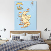 Illustrierte Reisekarte von Schottland Leinwanddruck (Insitu (Schlafzimmer))
