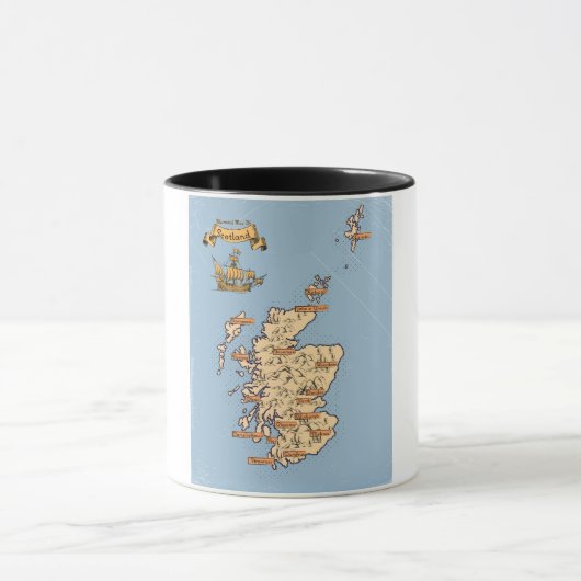 Illustrierte Reisekarte von Schottland Tasse (Zentrum)