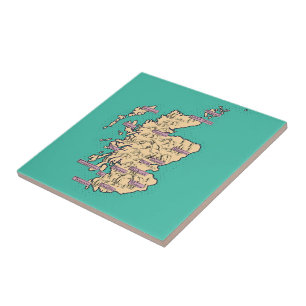 Illustrierte Reisekarte von Schottland (Türkis-Ver Fliese