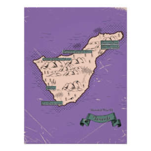 Illustrierte Reisekarte von Teneriffa Poster