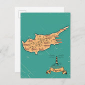 Illustrierte Reisekarte Zypern Einladungspostkarte (Vorne/Hinten)