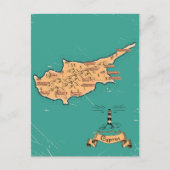 Illustrierte Reisekarte Zypern Einladungspostkarte (Vorderseite)