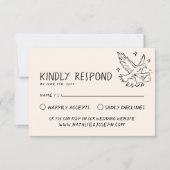 Illustrierte Retro-handgeschriebene Quirky-Hochzei RSVP Karte (Vorderseite)