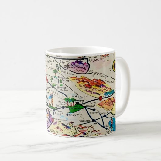 Illustrierte Retro Palm Springs Map-Tasse Kaffeetasse (VorderseiteRechts)