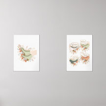 Illustrierte Roller-Skate-Blume Set drucken