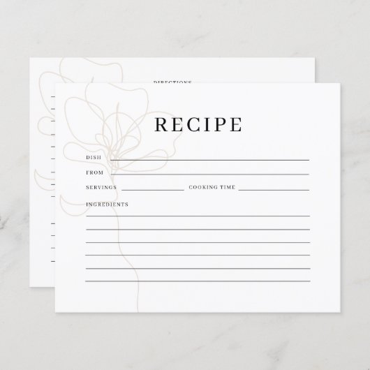 Illustrierte Rose Brautparty Rezept Karte (Vorne/Hinten)