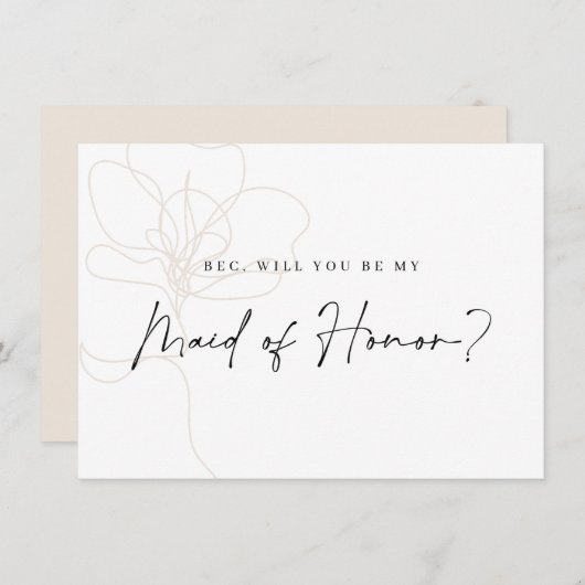 Illustrierte Rose Bridesmaid-Vorschlagskarte Dankeskarte (Vorne/Hinten)