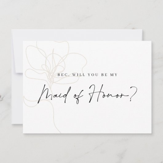 Illustrierte Rose Bridesmaid-Vorschlagskarte Dankeskarte (Vorderseite)