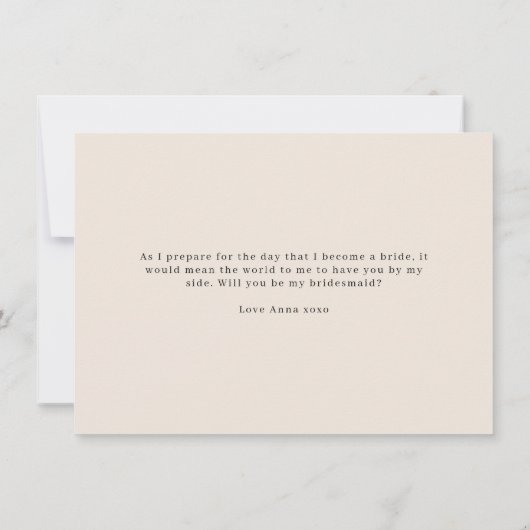 Illustrierte Rose Bridesmaid-Vorschlagskarte Dankeskarte (Rückseite)