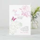 Illustrierte Rose & Butterfly Frühjahrssonne Einladung (Stehend Vorderseite)