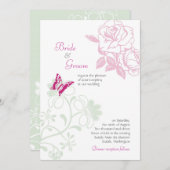 Illustrierte Rose & Butterfly Frühjahrssonne Einladung (Vorne/Hinten)