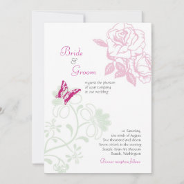 Illustrierte Rose & Butterfly Frühjahrssonne Einladung