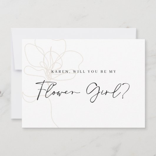 Illustrierte Rose Flower Girl Vorschlag Card Dankeskarte (Vorderseite)