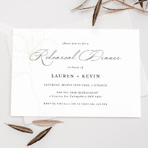 Illustrierte Rose Probe Abendessen Einladung