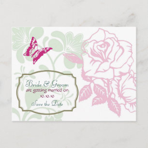 Illustrierte Rose und Butterfly Spring Save the Da Ankündigungspostkarte