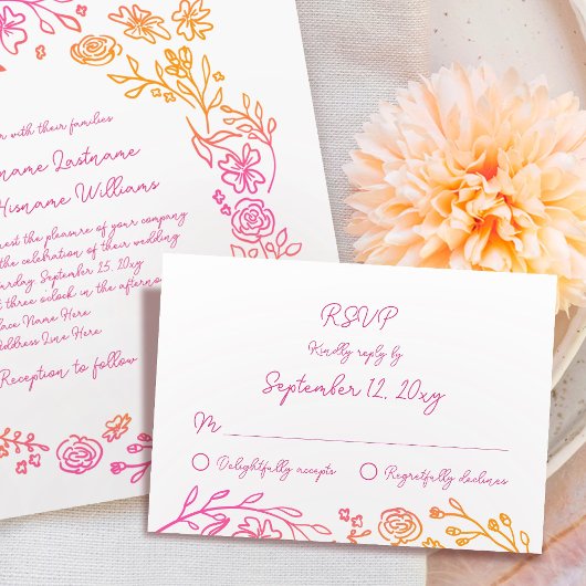 Illustrierte RSVP-Karte mit weißem Rahmen RSVP Karte