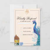 Illustrierte RSVP-Karten von Peacock Arabian RSVP Karte (Vorderseite)