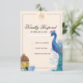 Illustrierte RSVP-Karten von Peacock Arabian RSVP Karte (Stehend Vorderseite)