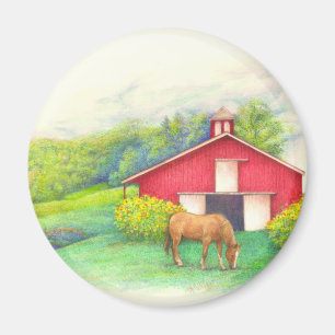 Illustrierte Scheune mit Pferd Magnet