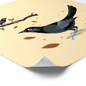 Illustrierte Schwarze Vögel im Herbst Poster (Ecke)