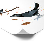 Illustrierte Schwarze Vögel im Herbst Poster (Ecke)