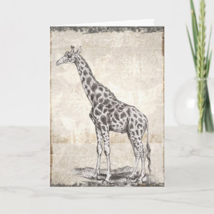 Illustrierte Sepia Giraffe Happy Geburtstagskarte Karte