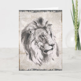 Illustrierte Sepia Lion Happy Birthday Card Karte
