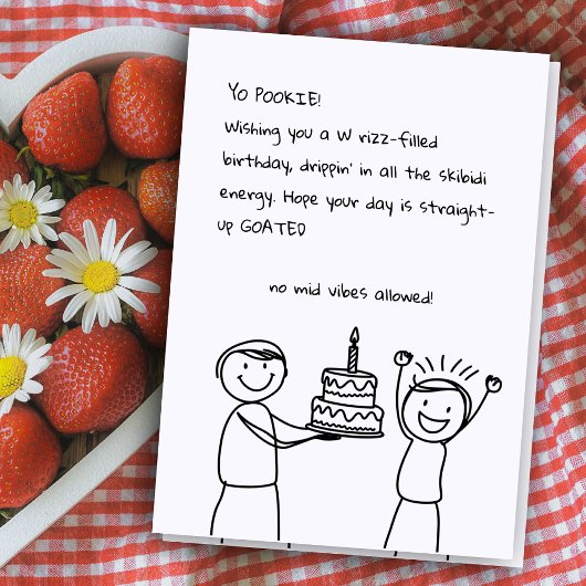 Illustrierte Sketch GenZ Rizz Funny Birthday Slang Karte